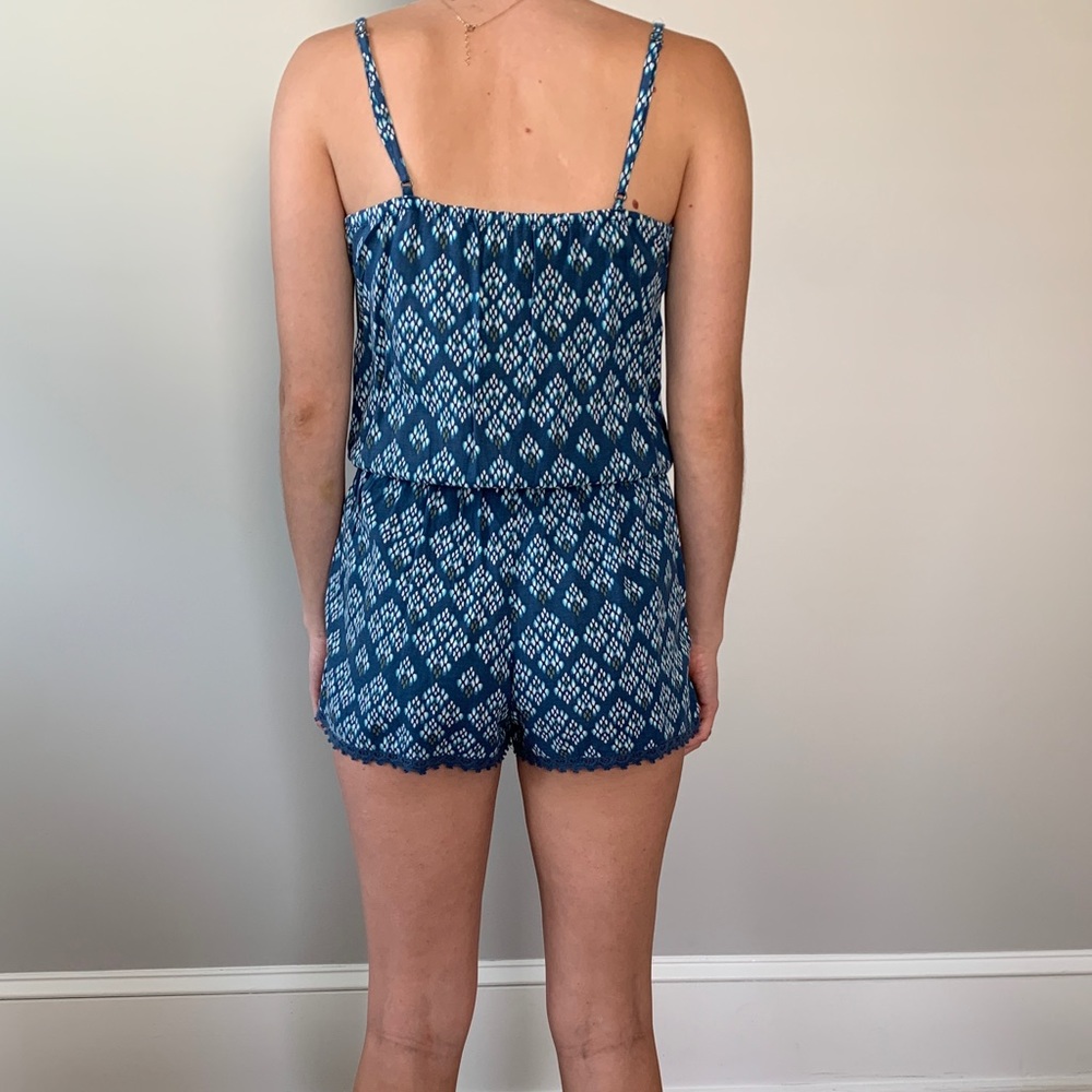 Blue Patterned Romper - image 2